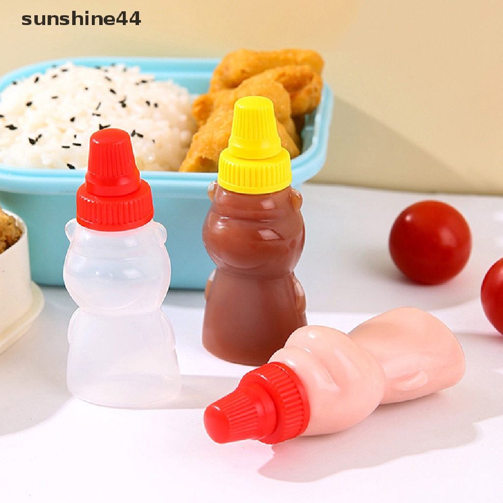 Sunshine 2Pcs/Pack Botol Bumbu Beruang Mini Wadah Saus Salad Kecap Portable.