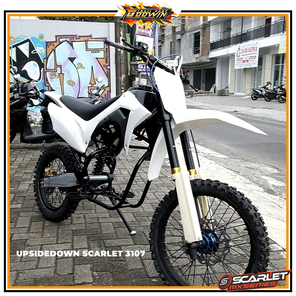 Upsidedown USD Upside Down Shock Depan SCARLET MX 2 Adjuster KLX 150 CRF 150L Full CNC + Stang KLX150 BIFGOOT DTRACKER NEW 3107 Plus Bearing
