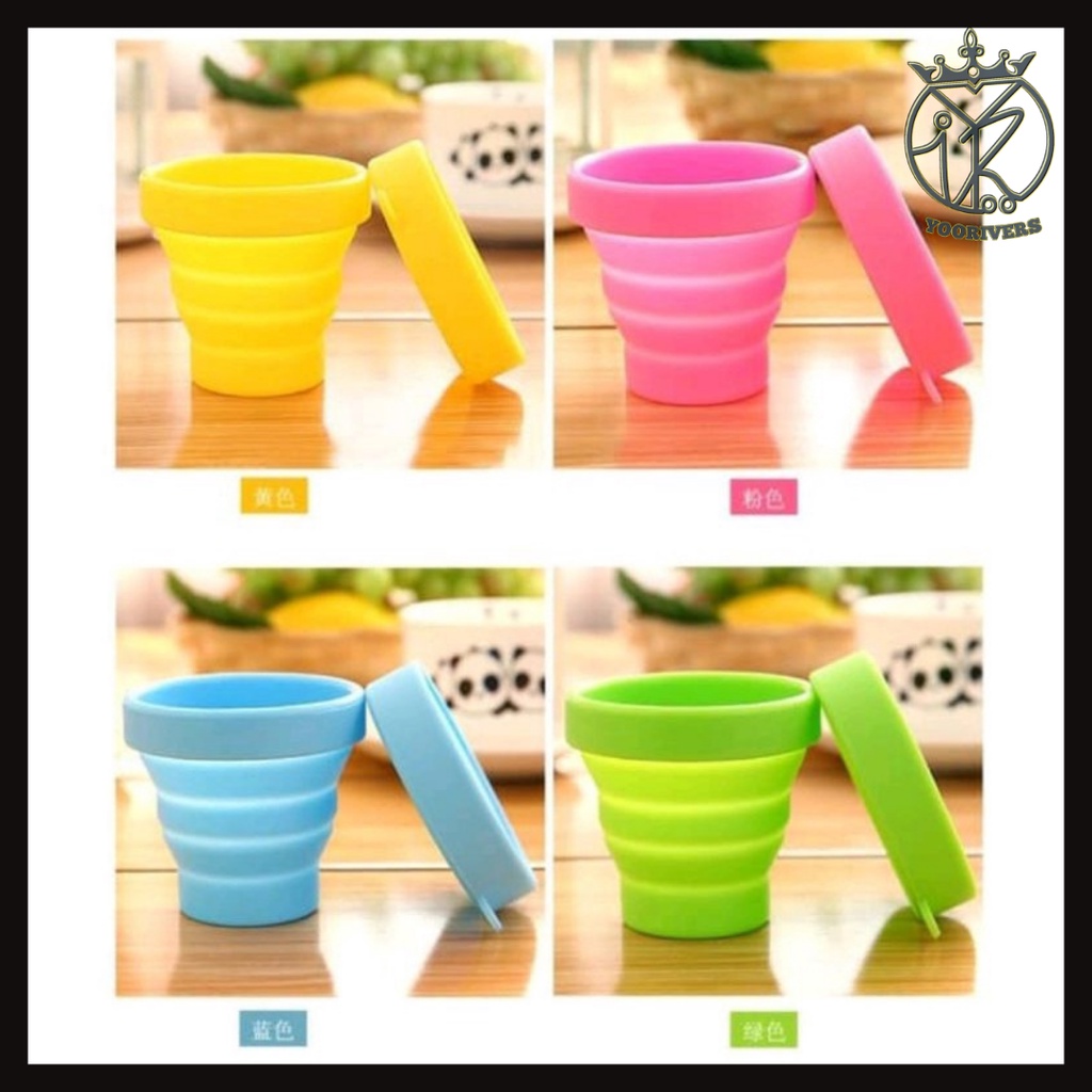 gelas travelling gelas lipat silikon 170ml gelas karet lipat gelas lipat warna warni mini