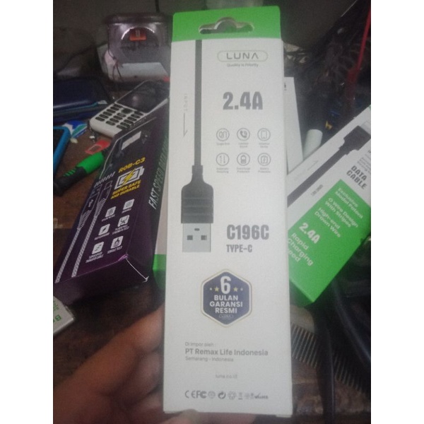 KABEL DATA LUNA C196C TYPE-C FAST CARGING 2.4A