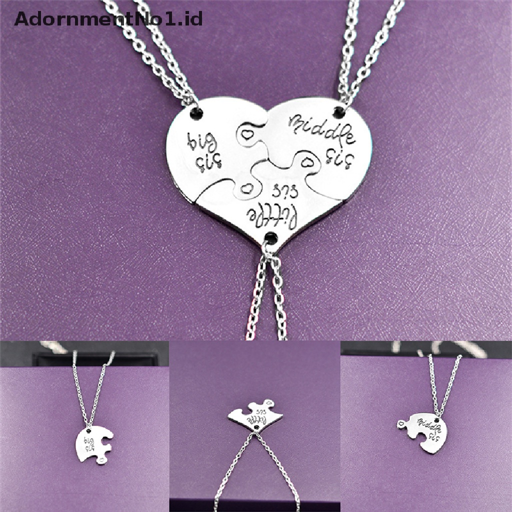 [AdornmentNo1] Trendy Kalung Patah Hati Liontin Puzzle Little Middle Big Sister Famly Chain [ID]