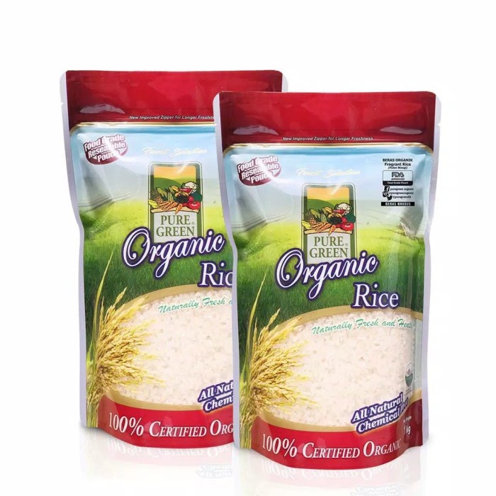 

Puregreen Organic Rice Beras Organik Pulen Wangi Paket 2 x 1 kg