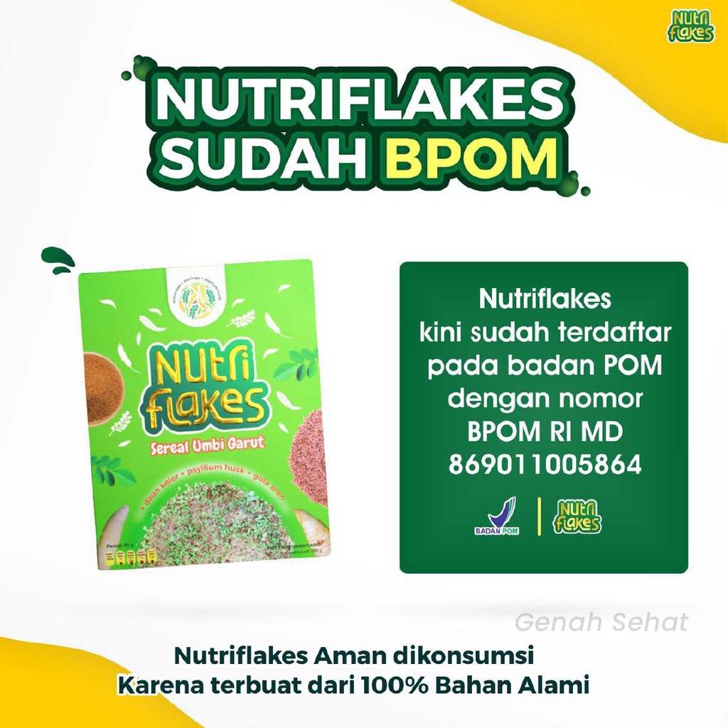 Nutriflakes Sereal Umbi Garut Daun Kelor Solusi Asam Lambung Dan Maag Original 2 Box