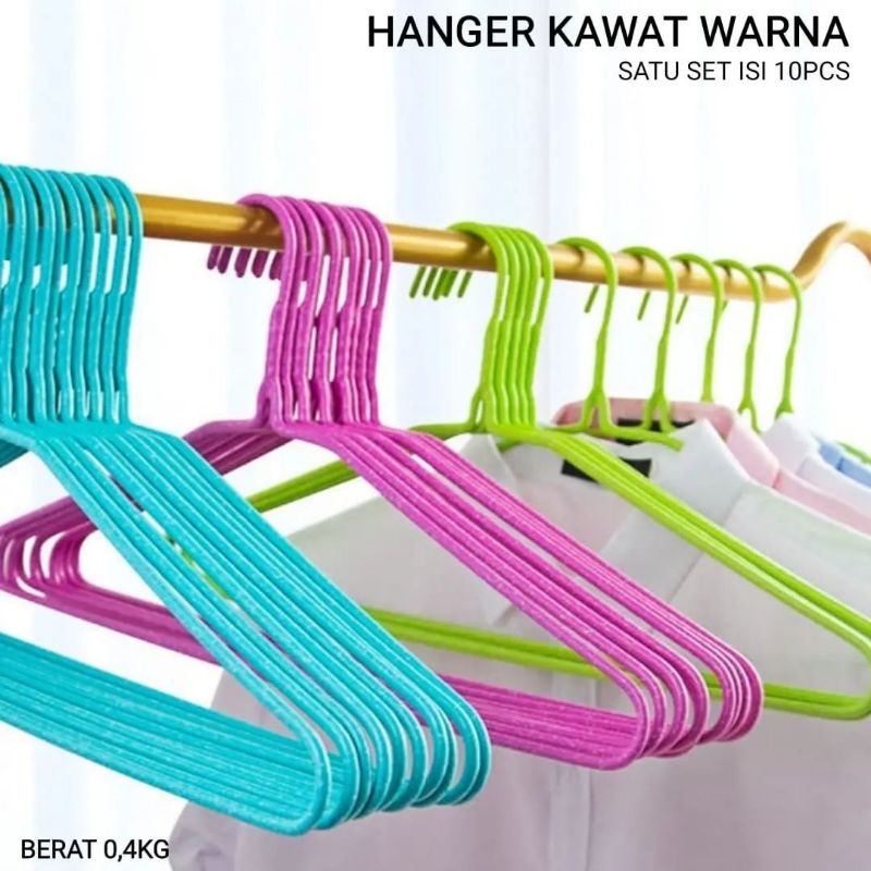 Gantungan Baju Anti Karat Jemuran Hanger Kawat Laundry Stainless Steel Isi 10pcs