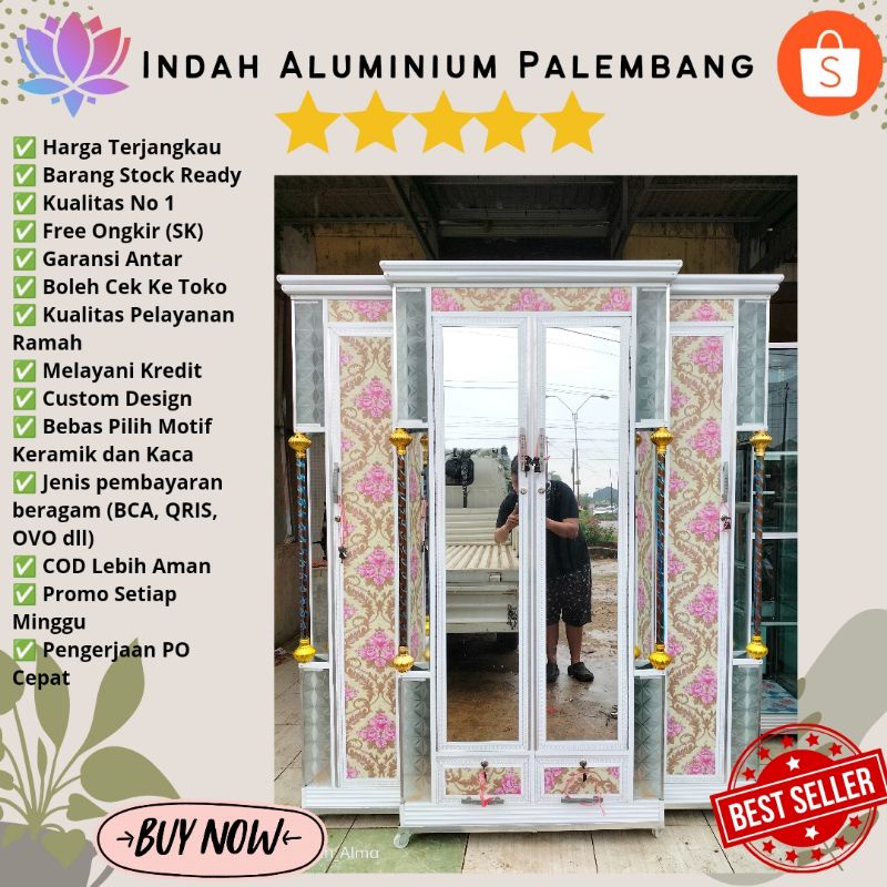 LEMARI PAKAIAN 4 PINTU (LACI) ALUMINIUM MURAH PALEMBANG