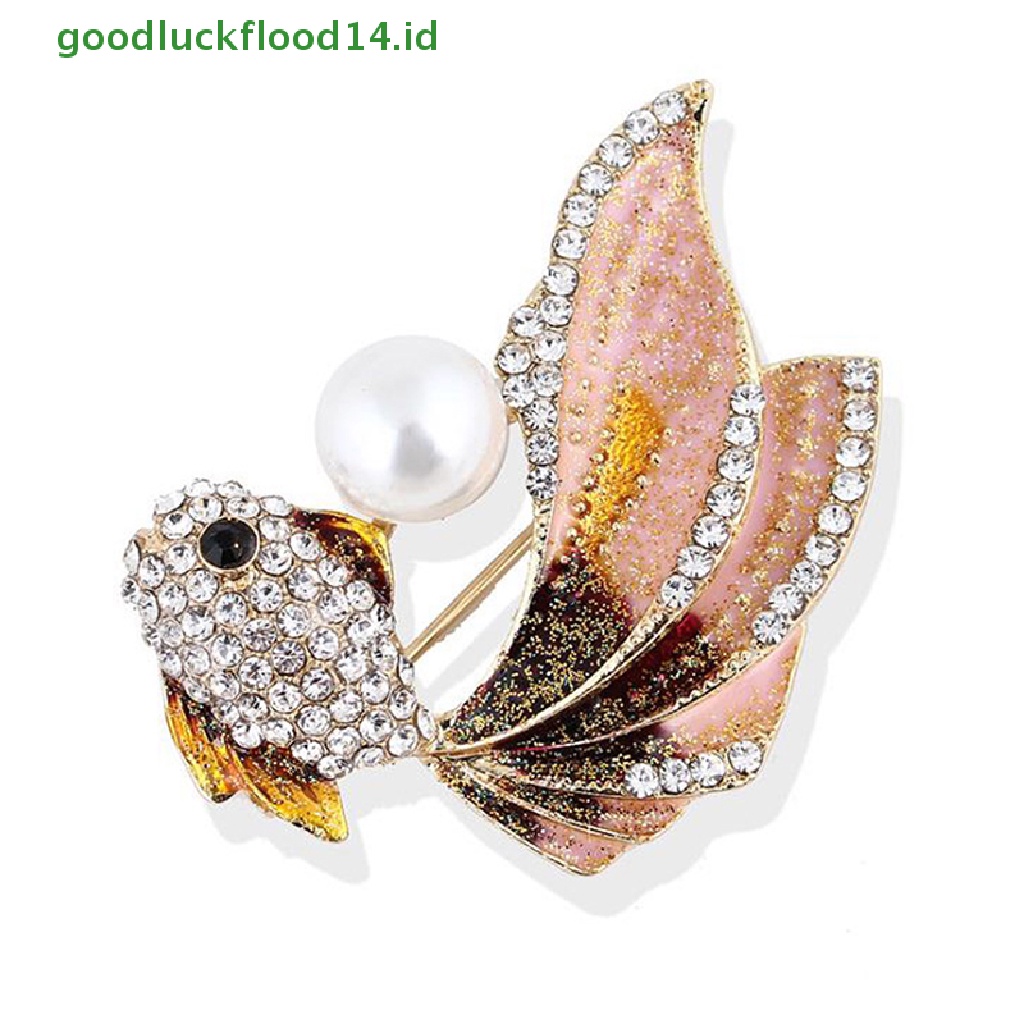 [GOOGFOUR] 1pc Kristal Berlian Imitasi Ikan Mas Bros Wanita Brooch Pin Aksesoris Pakaian [TOP]