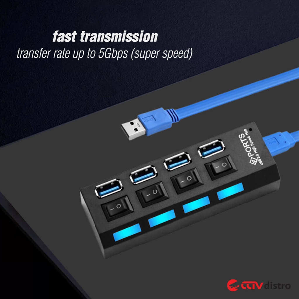 USB Hub On Off High Speed 4 Port USB 3.0 2.0 Colokan Saklar USB3.0 PC Laptop Komputer