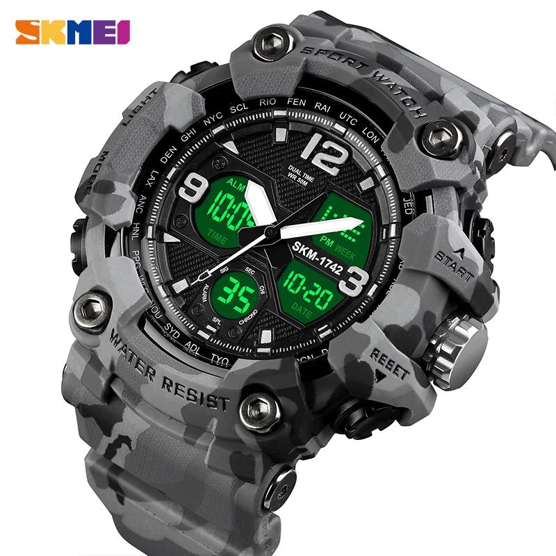 SKMEI 1742 Jam Tangan Pria Digital Analog Dual Time Sport Watch Anti Air 5 Bar WATCHKITE WKOS