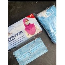 @50 PCS Masker Hijab Medis/ Masker Headloop/ masker 3 ply