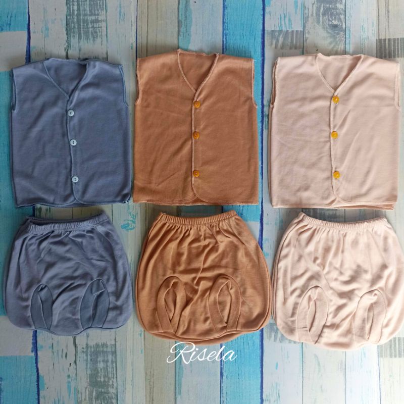 Baju Bayi Set 18 Pcs Newborn Polos Abu Coklat Cappucino Baju Kutung Pendek Panjang Celana panjang Pendek Pop