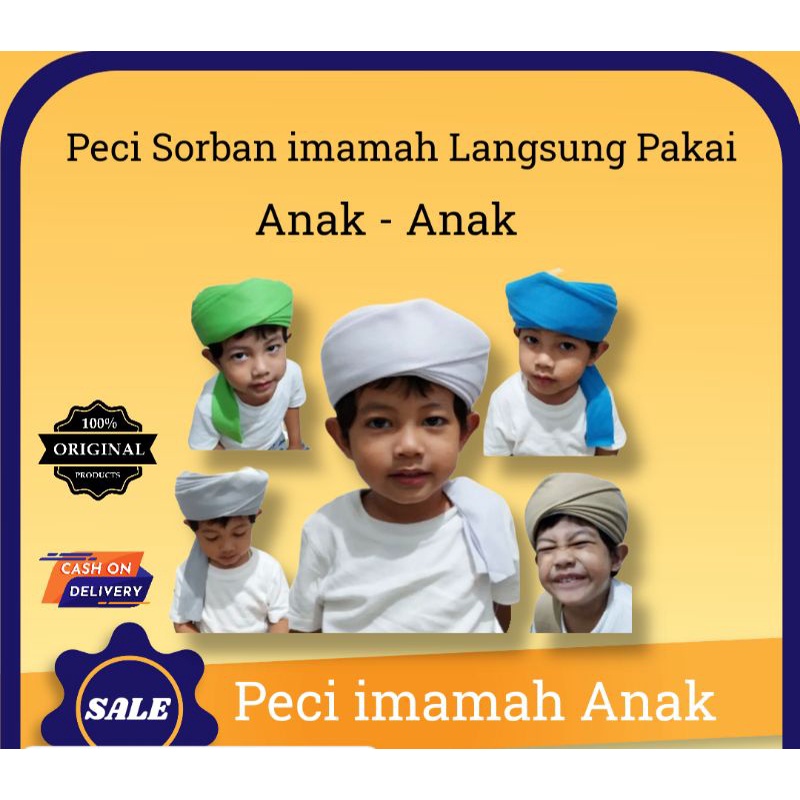 Peci imamah Langsung pakai 3/4 Tingkat( ANAK USIA 1 SAMPAI 18 TAHUN )