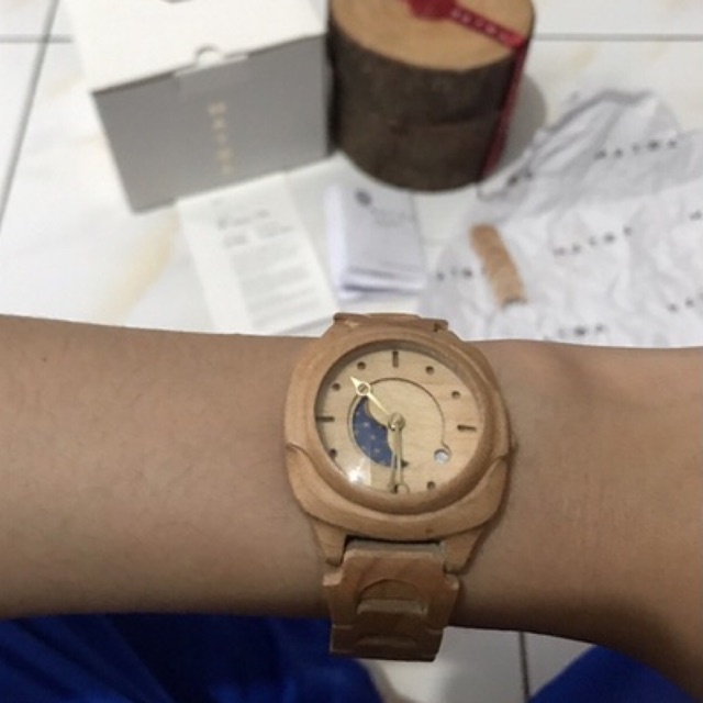 Matoa Rakai Mini Full Moon Jam Tangan Kayu Pria/Wanita/Unisex - Maple