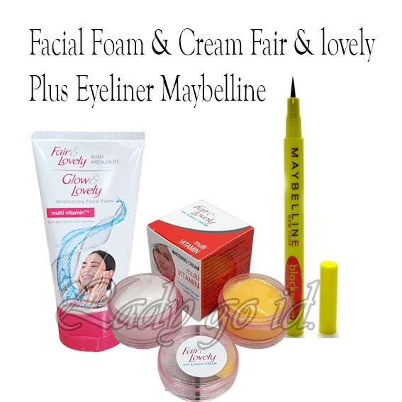 PROMO FAIR&amp;LOVELY/ GLOW&amp;LOVELY PAKET 2N1 CREAM DAY&amp;NIGHT + BRIGHTENING FACIAL FOAM + EYELINER SPIDOL