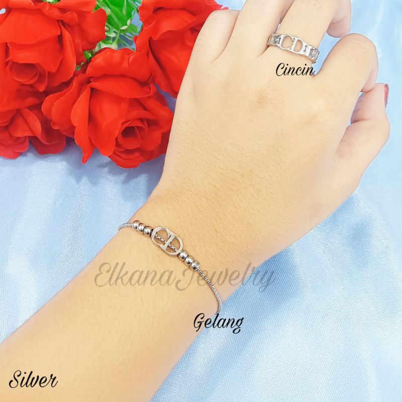 GELANG SERUT+ CINCIN C BOLA FASHION Perhiasan super berkelas korea anti karat dan anti luntur