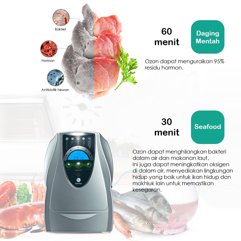 ⭐Garansi⭐Ozone Food Sterilizer Fruit Vegetable Meat Sea Food Menghilangkan Baunya Bakteri Ozone Purifier ly