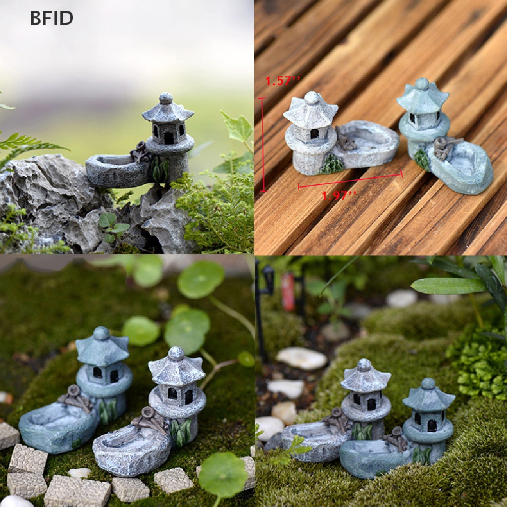 [BFID] Mini retro Menara Pond Resin Kerajinan Peri Dekorasi Taman Patung Mainan DIY Miniatur terrarium Mikro Lanskap Ornamen Rumah [ID]