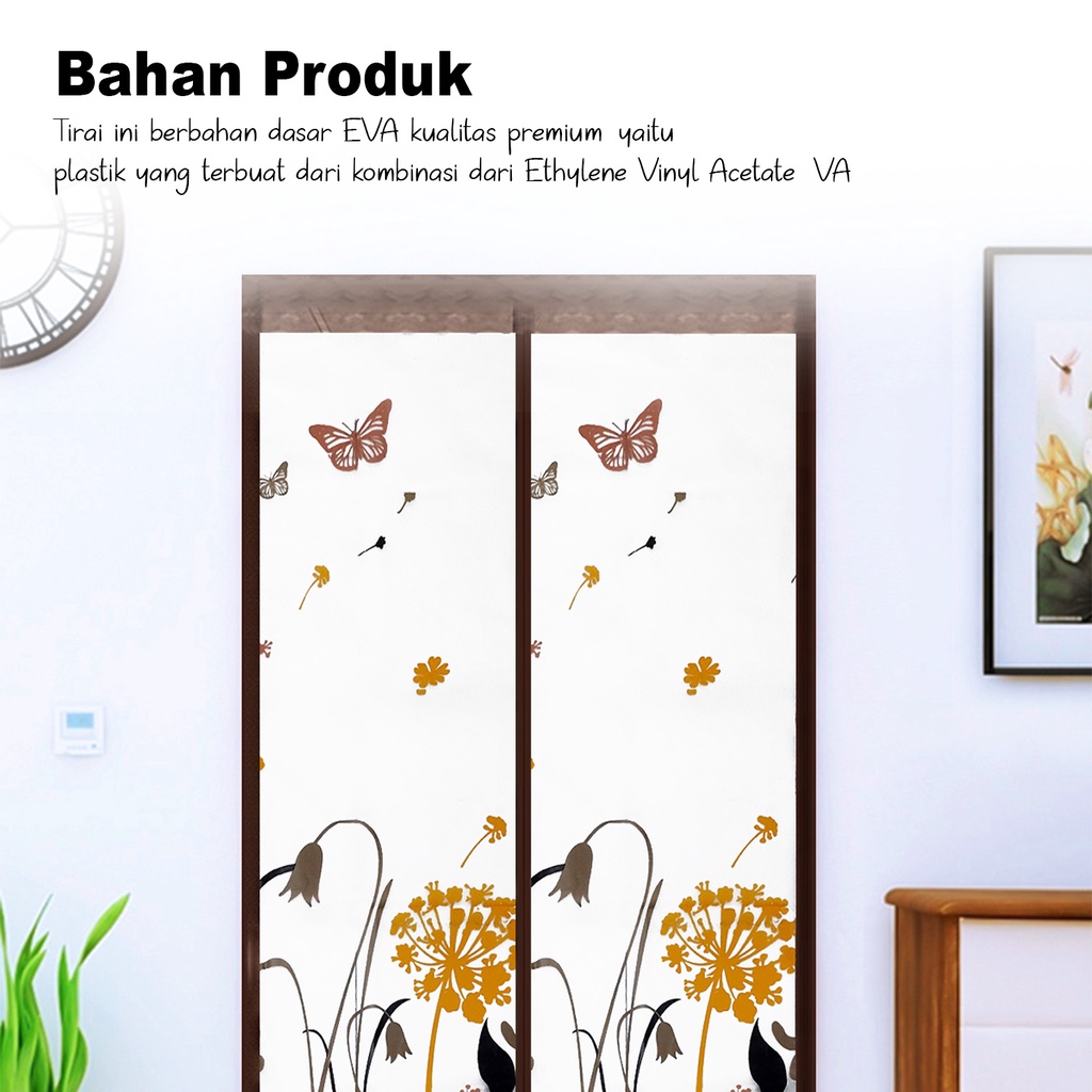 Tirai Magnet Ruang AC Pintu Anti Nyamuk Bahan PEVA Plastik Tebal Ukuran 90x210cm Motif Terbaru Perlengkapan Rumah Tangga Import Premium - M3 - 88_Blanket Store
