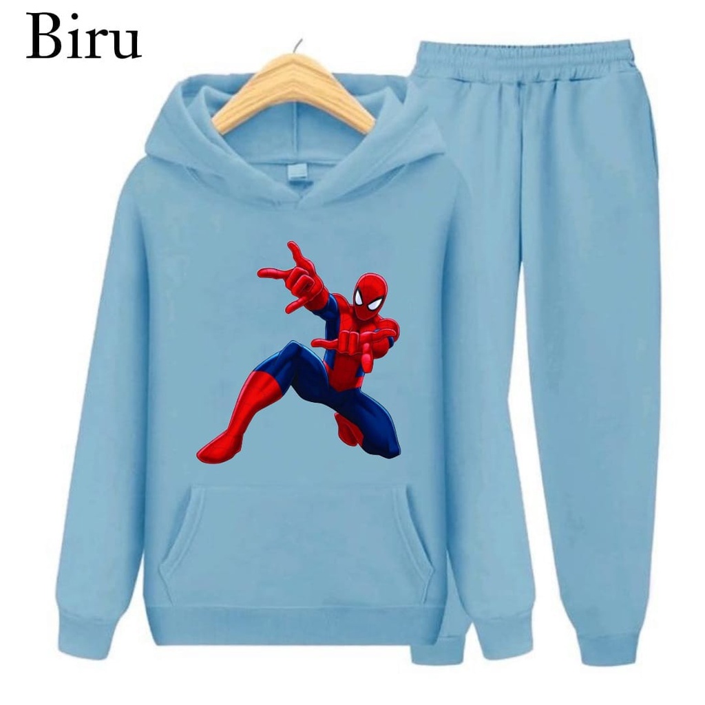 Hzl_outfit Setelan Sweater Hoodie Spiderman Anak Laki-Laki/ S.M.XL