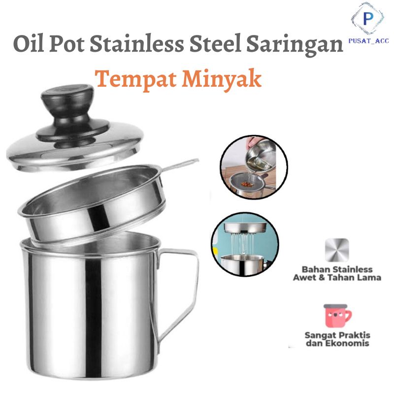 OP12 - OIL POT Saringan Dan Tempat Simpan Minyak 1200ml