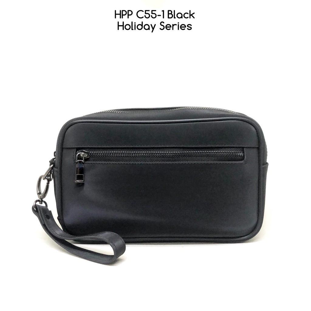 clutch pria hushpuppies C55-1 Black holiday series premium tas antiair waterproof