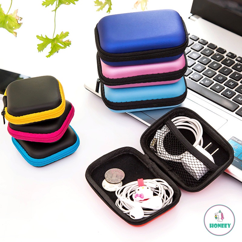 Tas Penyimpanan Earphone / Kabel USB / Headphone / Memory Card Mini Portable Dengan Resleting