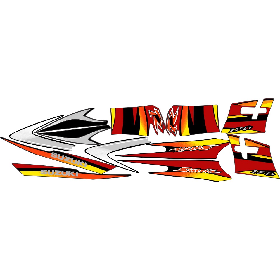 striping suzuki satria hiu merah hitam