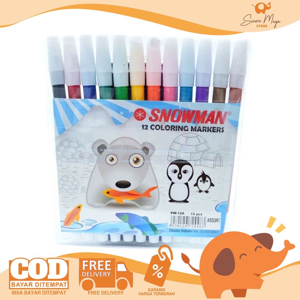 

Snowman Spidol Kecil 12 Warna Dijual Per Set SNOWMAN PW-12A