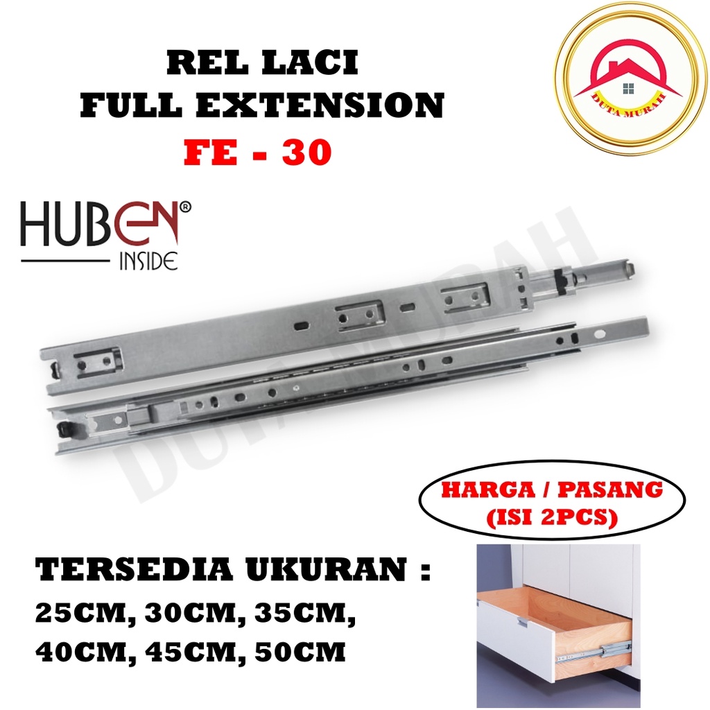 Rel Laci Huben FE 30 Full Extension Double Track 25 cm 30 cm 35 cm 40 cm 45 cm 50 cm