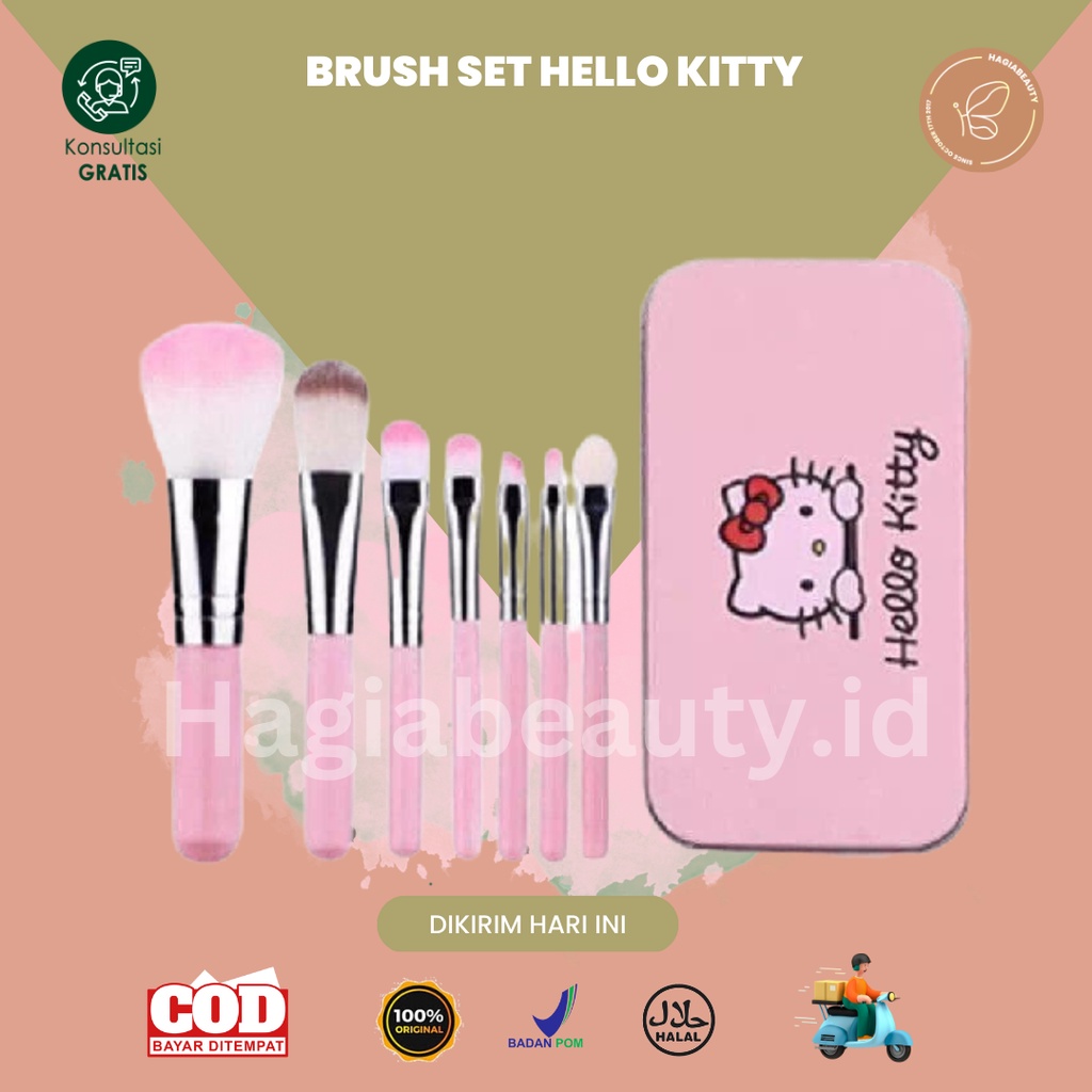 BRUSH SET KYLE atau HELLO  KITTY ISI 7 BULU HALLUS dikirim sesuai stock