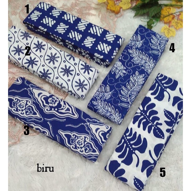 KAIN BATIK CAP WARNA BIRU ELEKTRIK PUTIH