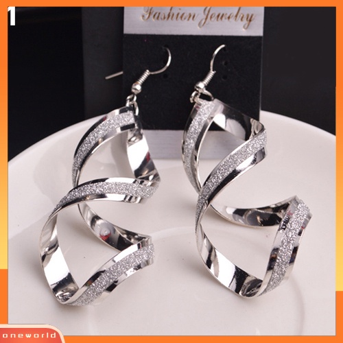 {oneworld} Wanita Spiral Scrub Hook Menjuntai Anting Pernikahan Pertunangan Pengantin Perhiasan Hadiah