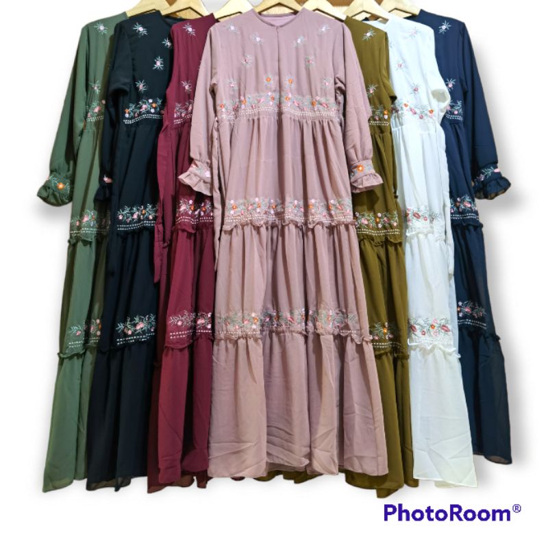 Gamis kebaya seruty babydoll bordiran terbaru