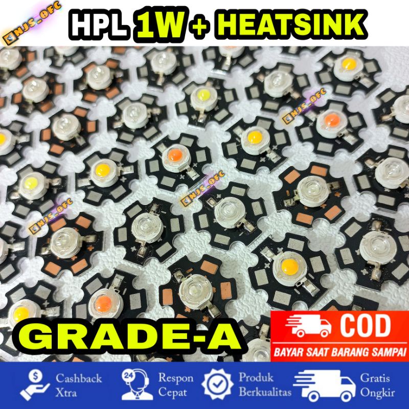 LED HPL 1 WATT GRADE A+ HEATSINK STAR PCB, 1W 3,2-3,4v ALL COLOUR AQUASCAPE DECORATION.
