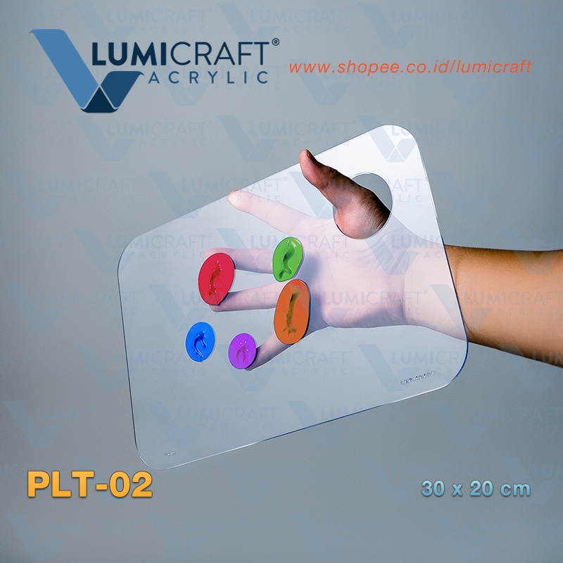 

Palet Akrilik Lukis Kotak / Artist Palette Square Acrylic Untuk Cat atau Make Up ukuran 30 x 20 cm | Lumicraft PLT-02
