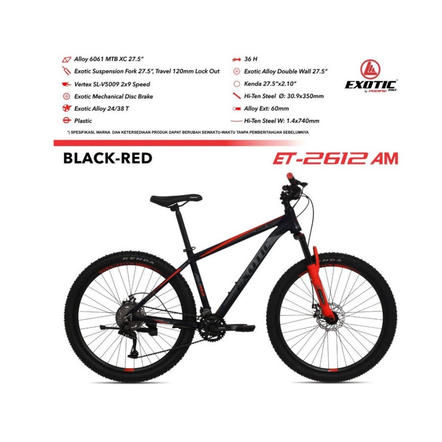 PROMO SEPEDA GUNUNG MTB 27,5 EXOTIC ALLOY 2612 AM 2 X 9 SPEED SEPEDA GUNUNG