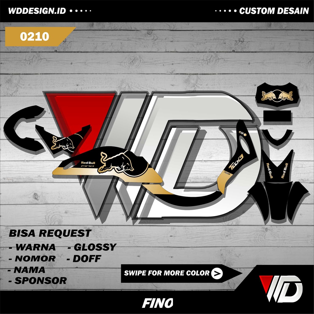0210 Decal stiker sepeda motor yamaha fino full body variasi red bull keren