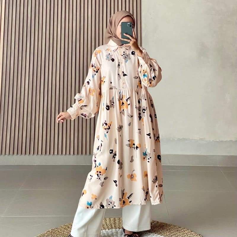 Dress rayon premium lengan balon