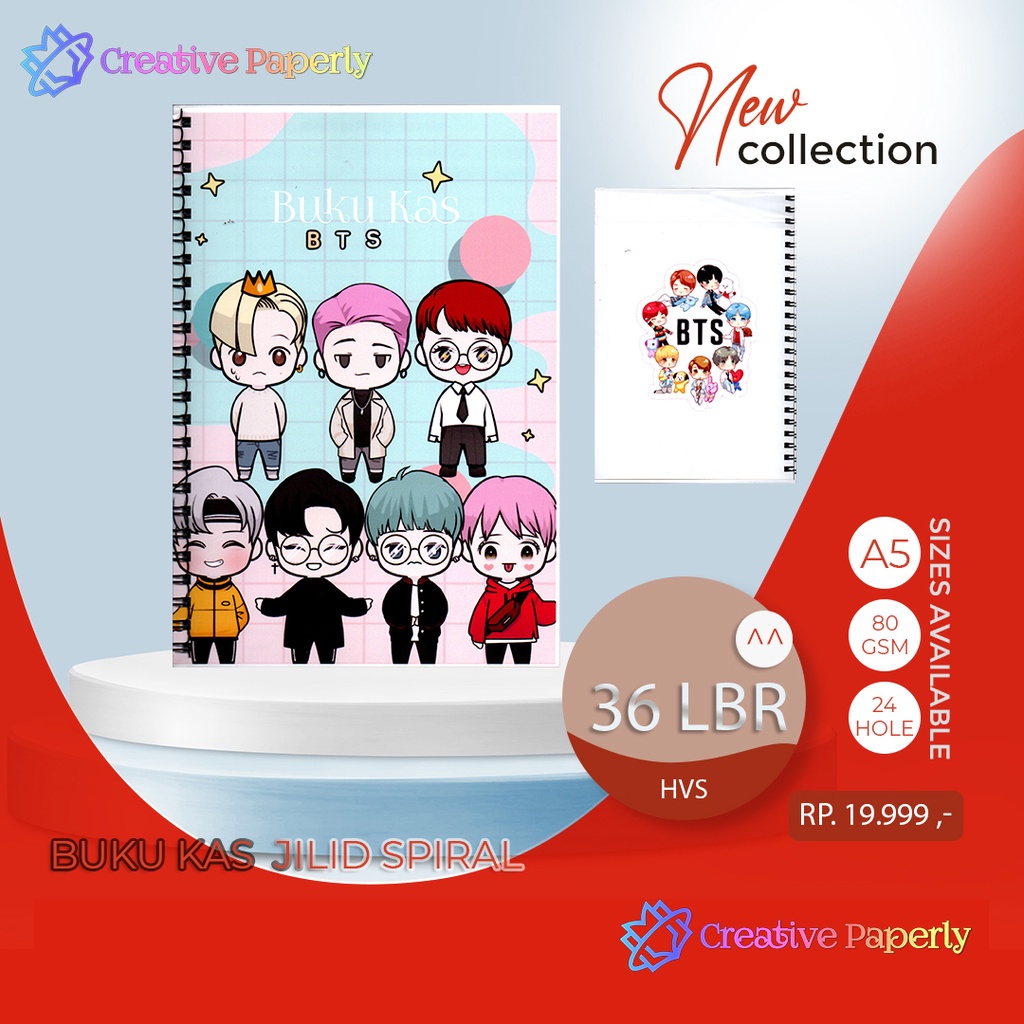 Bookpaper Loose Leaf BUKU KAS JILID SPIRAL BTS Kertas Binder/ Isi Notes - (A5) 36 lbr