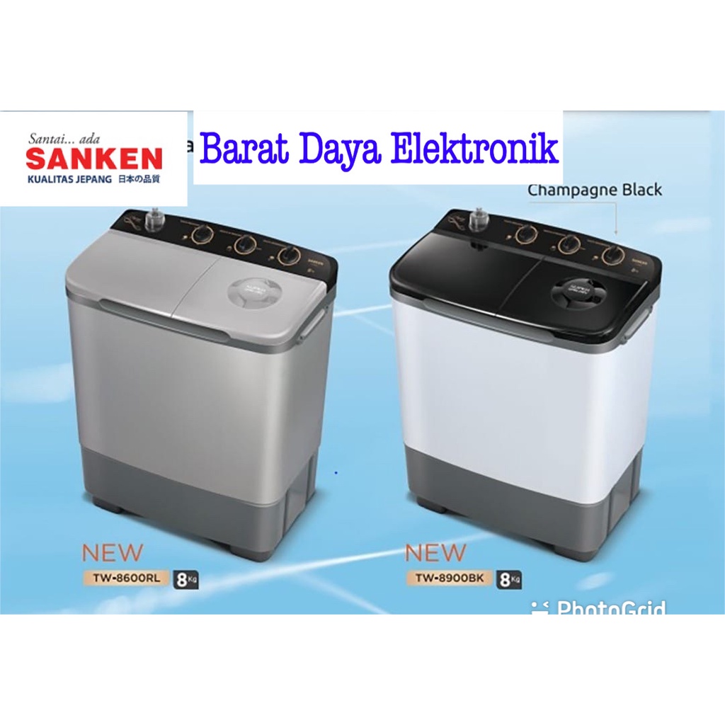 MESIN CUCI SANKEN 2 TABUNG KAPASITAS 8KG TW8600RL DAN TW8900BK