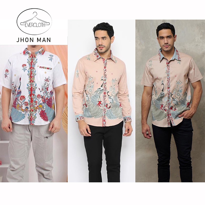Evercloth Jhon Kemeja Pria Kemeja Batik Pria Atasan Couple Hem Sarimbit Seragam BBB