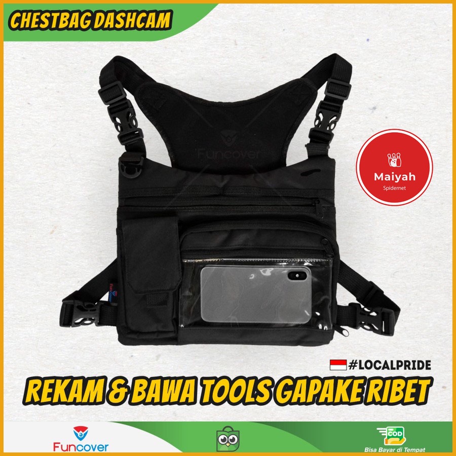 Chestbag Tas Dada Tactical Record Candid Camera Gadget Motor Funcover body protektor pelindung dada 