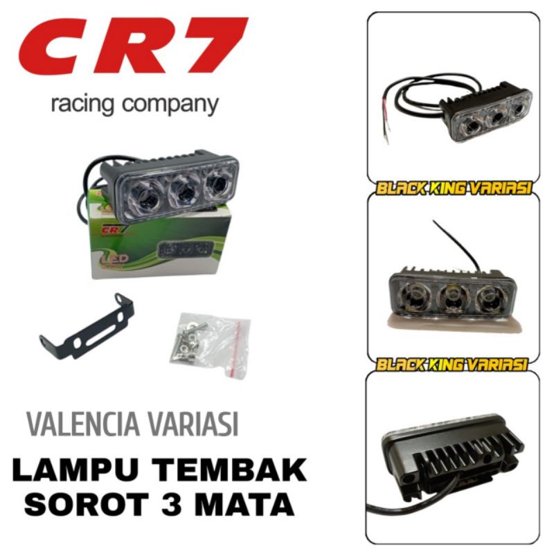 LAMPU SOROT TEMBAK 3 MATA CREE 12 VOLT 18 WAT WHITE 3 MODE BISA STROBO