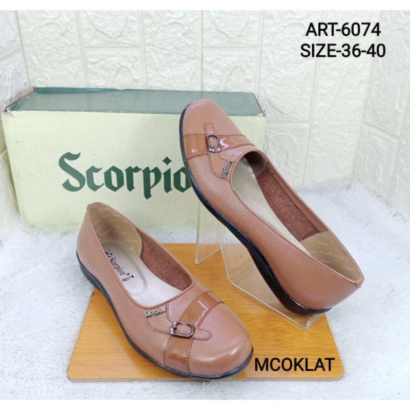 SEPATU KULIT ASLI WANITA KERJA FORMAL SCORPION 6074