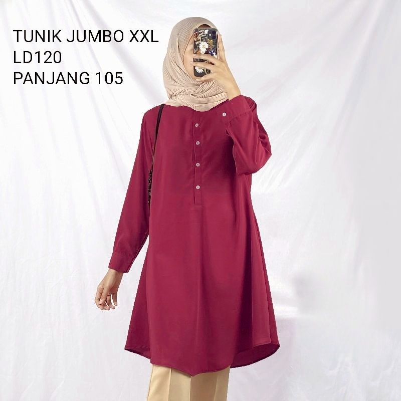 TUNIK JUMBO/TUNIK MUSLIMAH/TUNIK JUMBO LD120&amp;102/PANJANG 105/BIG SIZE/MOSCEPE IMPORT PREMIUM/TUNIK TERLARIS/TUNIK BRILLIE/REALPICT