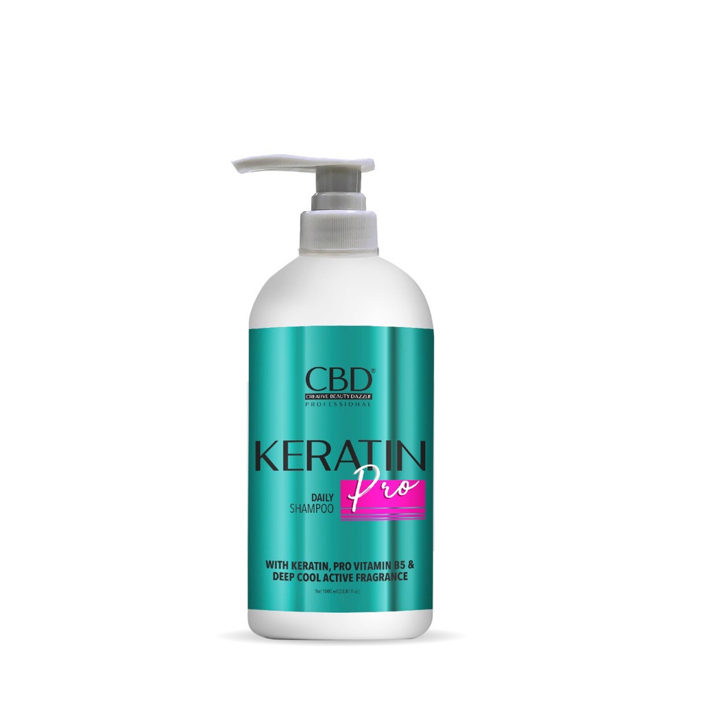 PAKET 2 BESAR CBD Keratin Pro Daily Shampo 1000ml + Conditioner 1000ml