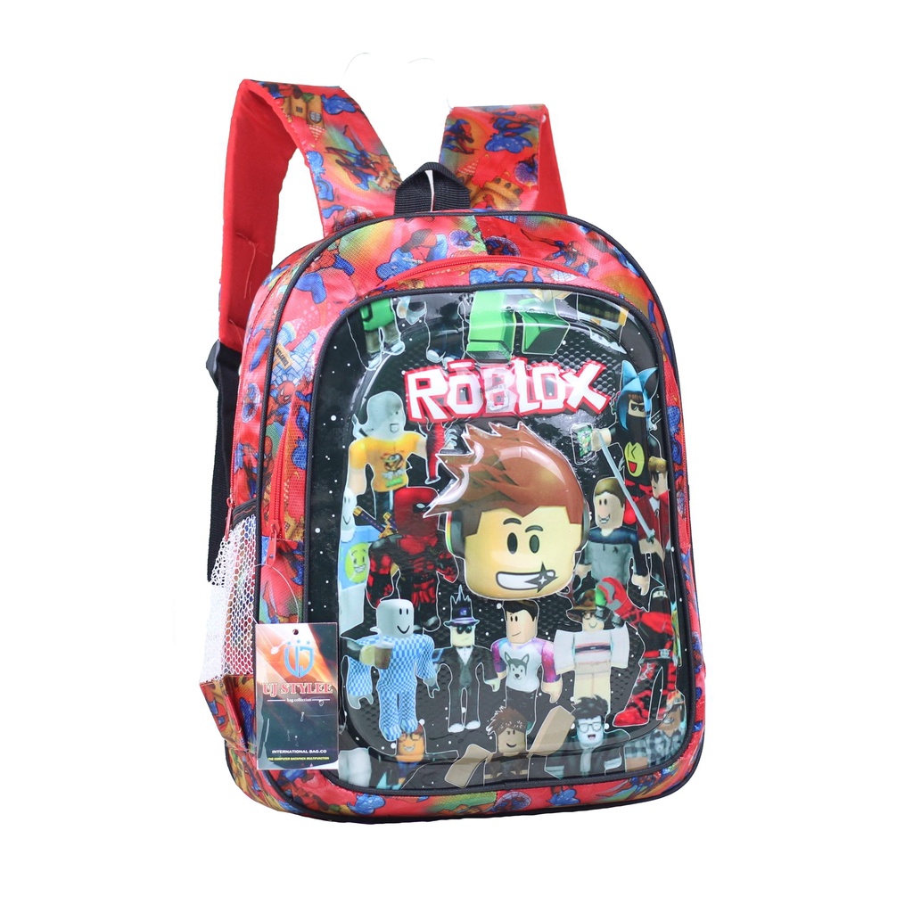 Tas Anak Lampu LED Roblox Merah Backpack Cowok Paud TK Free Saku Kanan Kiri Bahan Kuat Awet Harga Termurah Terlaris