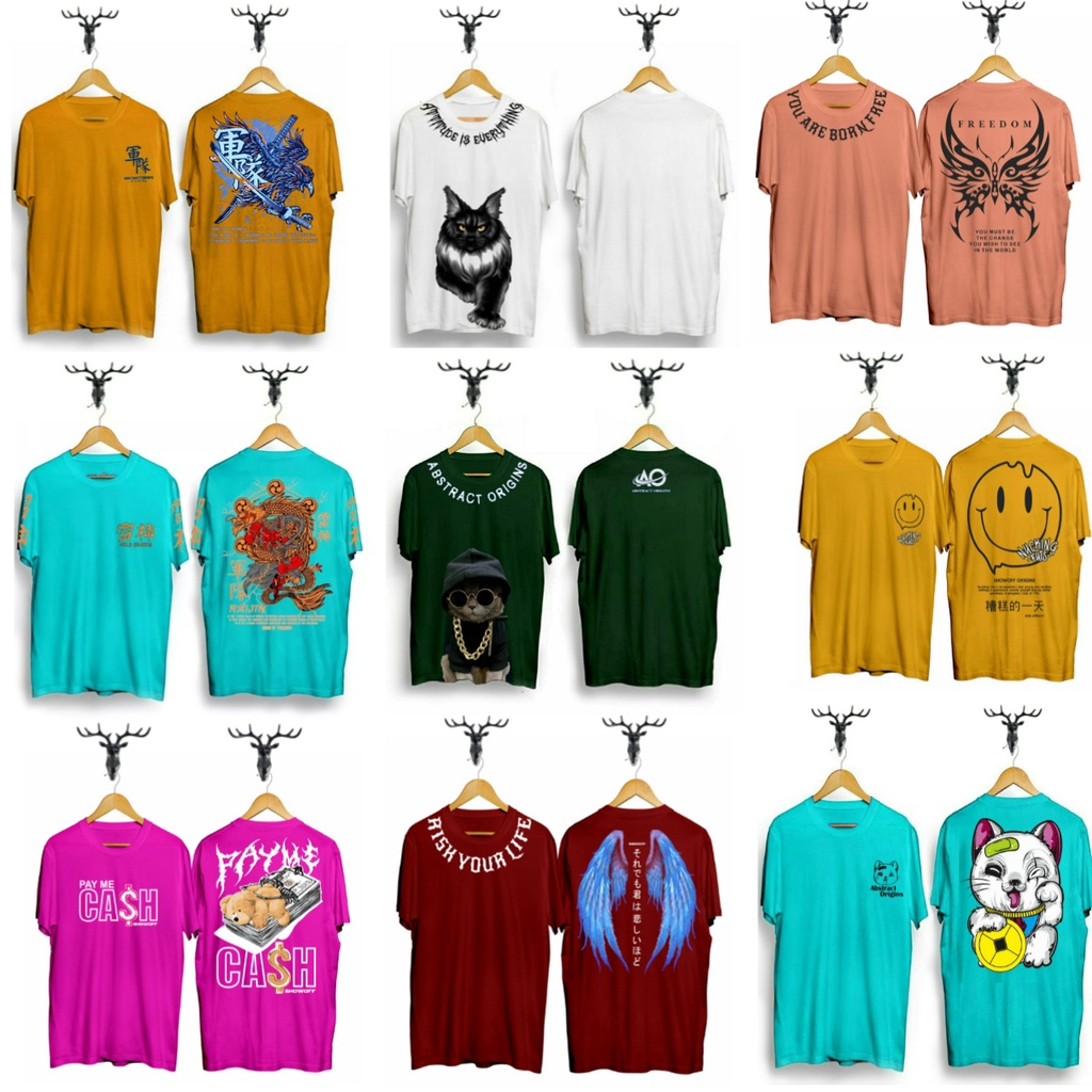 3 PCS 100 RIBU BAJU KAOS DISTRO PRIA WARNA CERAH 2023 / BAJU KAOS TERBARU PRIA WANITA / KAOS KEKINIA