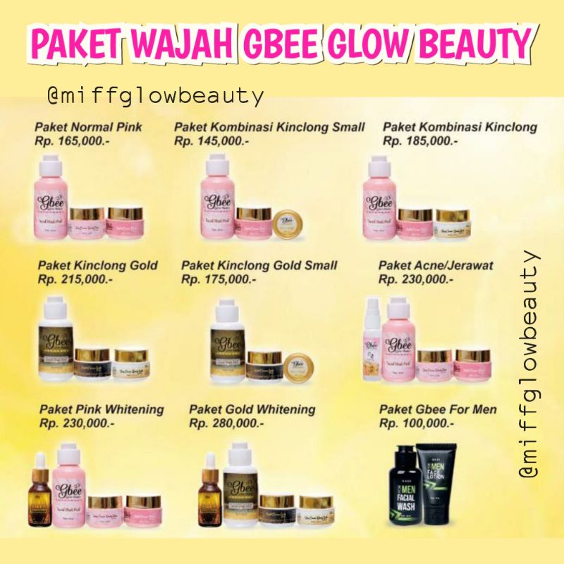 Miffglow - FREE GIFT Gbee glow beauty paket acne paket whitening paket gold gbee glow beauty treatment paket small paket kinclong