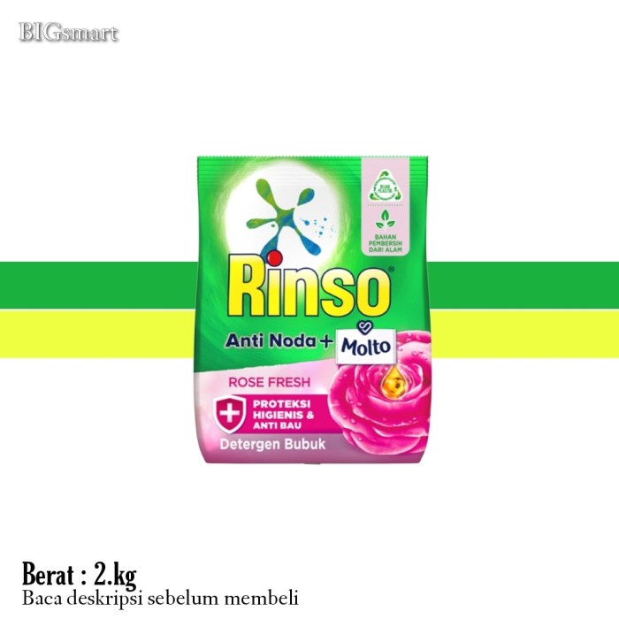 Dete Rinso Molto Deterjen Bubuk Anti Noda Rose Fresh 2 Kg