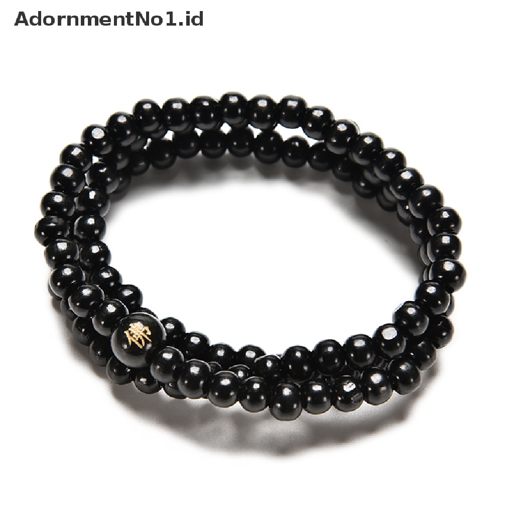 [AdornmentNo1] Sandal Meditasi Buddha Buddha Buddha 6 * 108manik Doa Hitam Gelang Kalung [ID]